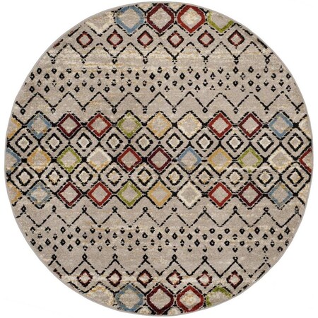 Safavieh 5 ft.-1 in. x 5 ft.-1 in. Round Amsterdam Power Loomed Rug; Light Grey & Multi Color AMS108G-5R